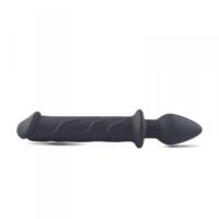 dildo-doppio-realistico-fallo-vaginale-anale-con-butt-plug-nero-morbido-in-silicone